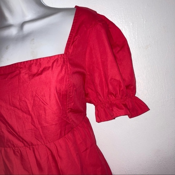NWT Vonda Empire Style Tiered Short Puff Sleeve Mini Red Poly Dress 2X/XL - Picture 3 of 9
